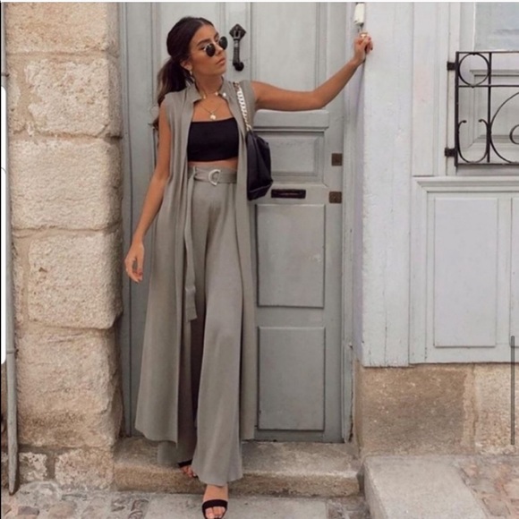 ZARA BNWT Wide Leg Belted Knit Pants - Picture 3 of 8